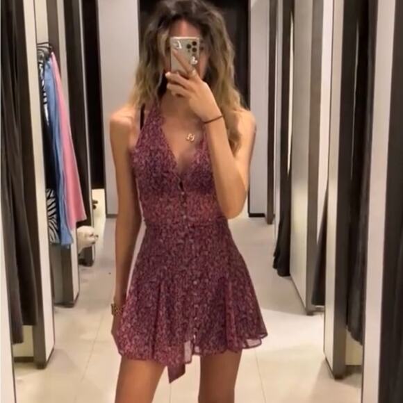 ZARA BLOGGER FAVORITE FLORAL PRINT MINI DRESS - Picture 8 of 14